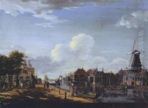 Amsterdam: The 't Spaarne Canal In Slooterdijk With The Ferry Office And The Tollgate On The Left Hand Side Amsterdam: The 't Spaarne Canal In Slooterdijk With The Ferry Office And The Tollgate On The Left Hand Side
