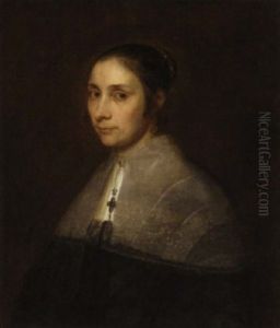 Portrait Of A Lady In Black Costume With A White Lace Collar Portrait Of A Lady In Black Costume With A White Lace Collar