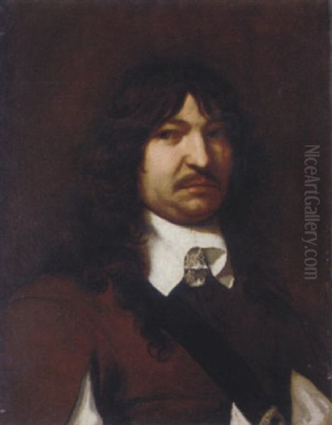 Portrait Of Gentleman In A Brown Coat With A White Collar - view 1