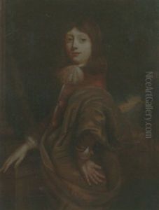Portrait Of A Young Boy Wearing A Red Jacket And An Ochre Mantle