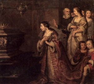 A Queen With Her Family Mourning At The Tomb Of Her Husband (?) A Queen With Her Family Mourning At The Tomb Of Her Husband (?)