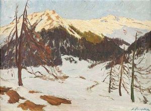 Winterabend In Den Bergen by Fritz Overbeck