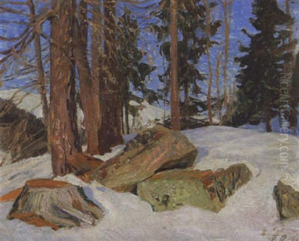 Davoser Waldstuck In Leuchtender Abendsonne - view 1