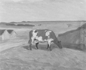Weidende Kuh (sylt?) by Fritz Overbeck
