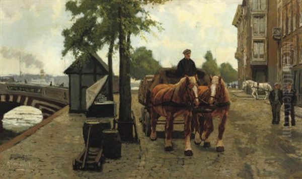 A Horse-drawn Carriage In The Rotterdam Harbour - view 1