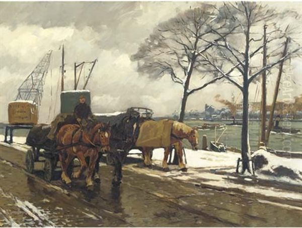 On A Snowy Quay In Rotterdam - view 1