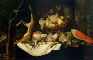 Stillleben Mit Wild, Muscheln, Hummer Und Fruchtekorb