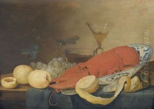 Stillleben Mit Hummer Und Fruchten by Pieter van Overschee
