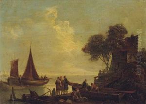 Fishermen On The Banks Of A River (+ Hauling In The Catch; 2 Works) by Samuel Owen