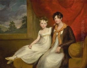 Portrait Of Mrs. Spencer Cooper And Child Reclined On A Chaise Longue by William Owen