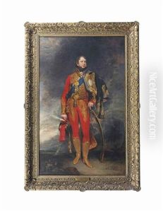 Portrait Of Ernest Augustus I (1771-1851), Duke Of Cumberland And Later King Of Hanover (1837-1851), Full-length, In The Uniform Of A British General Officer Of Hussars, With The Blue Sash And Breast Star Of The Order Of The Garter by William Owen