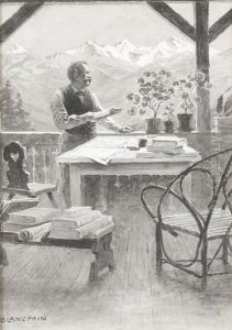 Terrasse Mit Bucherfreund Im Berner Oberland by Jules Blancpain