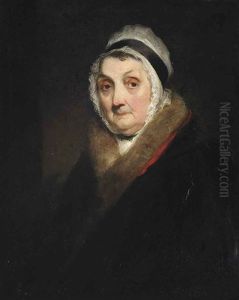 Portrait Of A Lady (mrs. Hawes?) In A Fur Trimmed Black Coat And Lace Bonnet