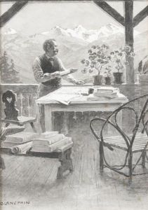 Bucherfreund Auf Terrasse Im Berner Oberland by Jules Blancpain