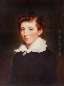 Portrait Of A Young Boy Wearing A Brown Coat And A White Lace Collar