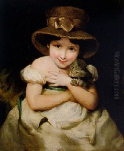 Portrait Of A Young Girl With A Kitten by William Owen