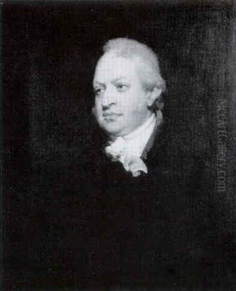 Portrait Of A Gentleman Bust Length Wearing A Black Coat And White Stock - view 1
