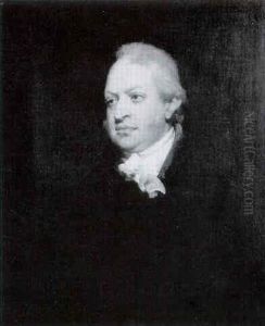 Portrait Of A Gentleman Bust Length Wearing A Black Coat And White Stock by William Owen