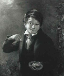 Portrait Of A Bay Holding A Bird's Nest