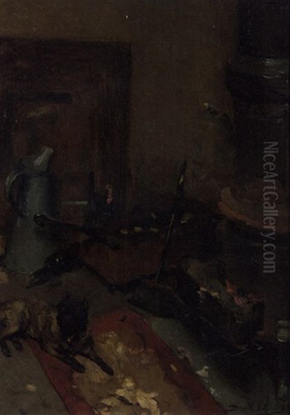 A Studio Interior With A Dog By A Stove - view 1