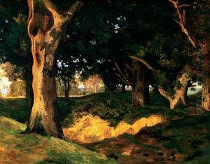 Forest Scene In Barbizon by Laszlo Paal