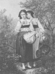Deux Jeunes Alsaciennes Au Jardin by Camille Aflred Pabst