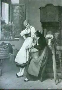 Conversation Dans Un Interieur Alsacien by Camille Aflred Pabst