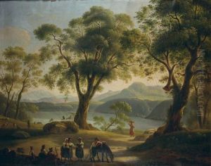Italienische Landschaft Mit See Und Hirten by Michelangelo Pacetti