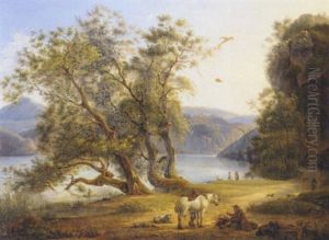 By The Shore Of Lake Castel Gandolfo by Michelangelo Pacetti