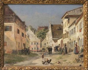 Belebte Dorfstrase by Ferdinand Pacher