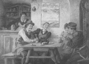 In Einem Bayrischen Wirtshaus Liest Eine Chevauxleger Mit Seiner Liebsen Einen Brief by Ferdinand Pacher