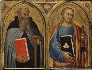 The Master Of The Misericordia Saint Anthony Abbot And Saint James The Greater Tempera And Gold On Panel 16 1/8 X 21Â¼ In by James Alfred Anthony Bland
