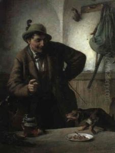 Jager Mit Seinem Hund by Ferdinand Pacher