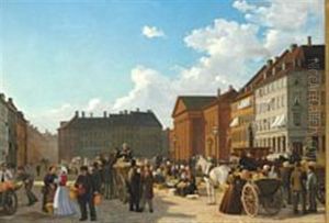 Market Day In Gammel Torv In Copenhagen by Wilhelm Pacht
