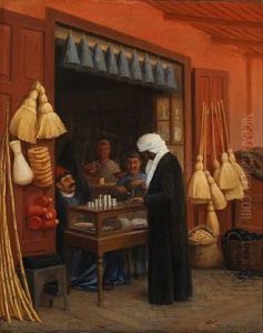 Egyptian Market Scene From Heluan by Wilhelm Pacht