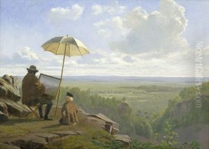 Ein Maler An Einem Fruhen Morgen Im Schwedischen Skaralid In Skane by Wilhelm Pacht
