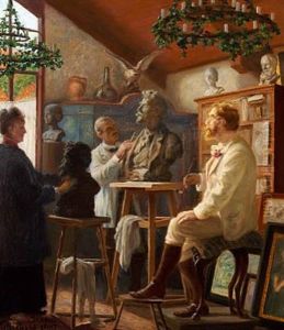 The Painter P. S. Kroyer Is Being Modelled In His Studio In Skagen by Wilhelm Pacht