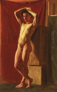 Nogenstudie Med Staende Mandlig Model by Wilhelm Pacht