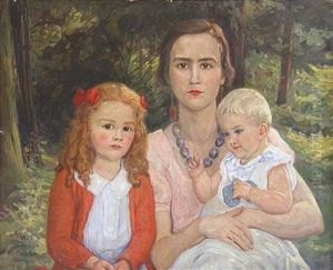 Mutter Mit Zwei Kindern by Cornelia Paczka Wagner