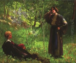 Ungarisches Paar Auf Einer Waldlichtung by Ferencz (Franz) Paczka
