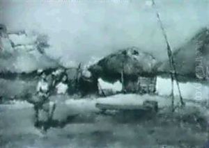 Peasant Women In A Farmyard by Ferencz (Franz) Paczka