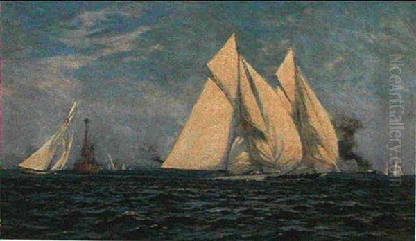 Britannia And Other J-class Yachts Rounding The Nab Light - view 1