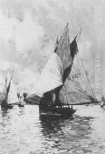 Fishing Boats Off Trouville by Charles Murray Padday