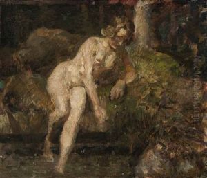 Madchenakt An Einem Waldbach