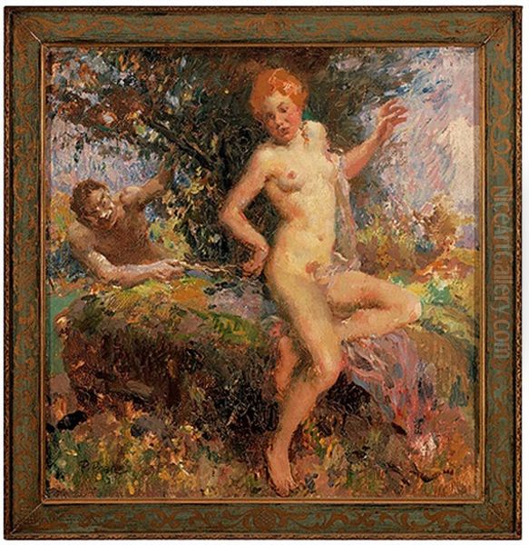 Reizvoller Frauenakt Mit Satyr - view 1