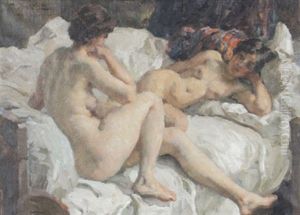 Zwei Liegende Akte by Paul Paede