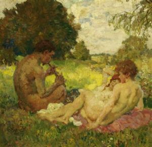 Musestunde In Sommerlicher Landschaft Musestunde In Sommerlicher Landschaft