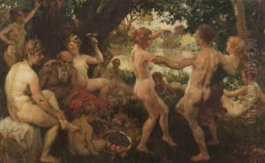 Bacchantenfest. Reigen Junger Madchen Am Seeufer by Paul Paede