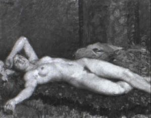 Liegender Weiblicher Akt Auf Einem Bett by Paul Paede