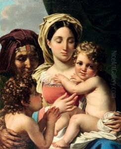 Vierge A L'enfant Avec Sainte Anne Et Jean-baptiste by Joseph Paelinck